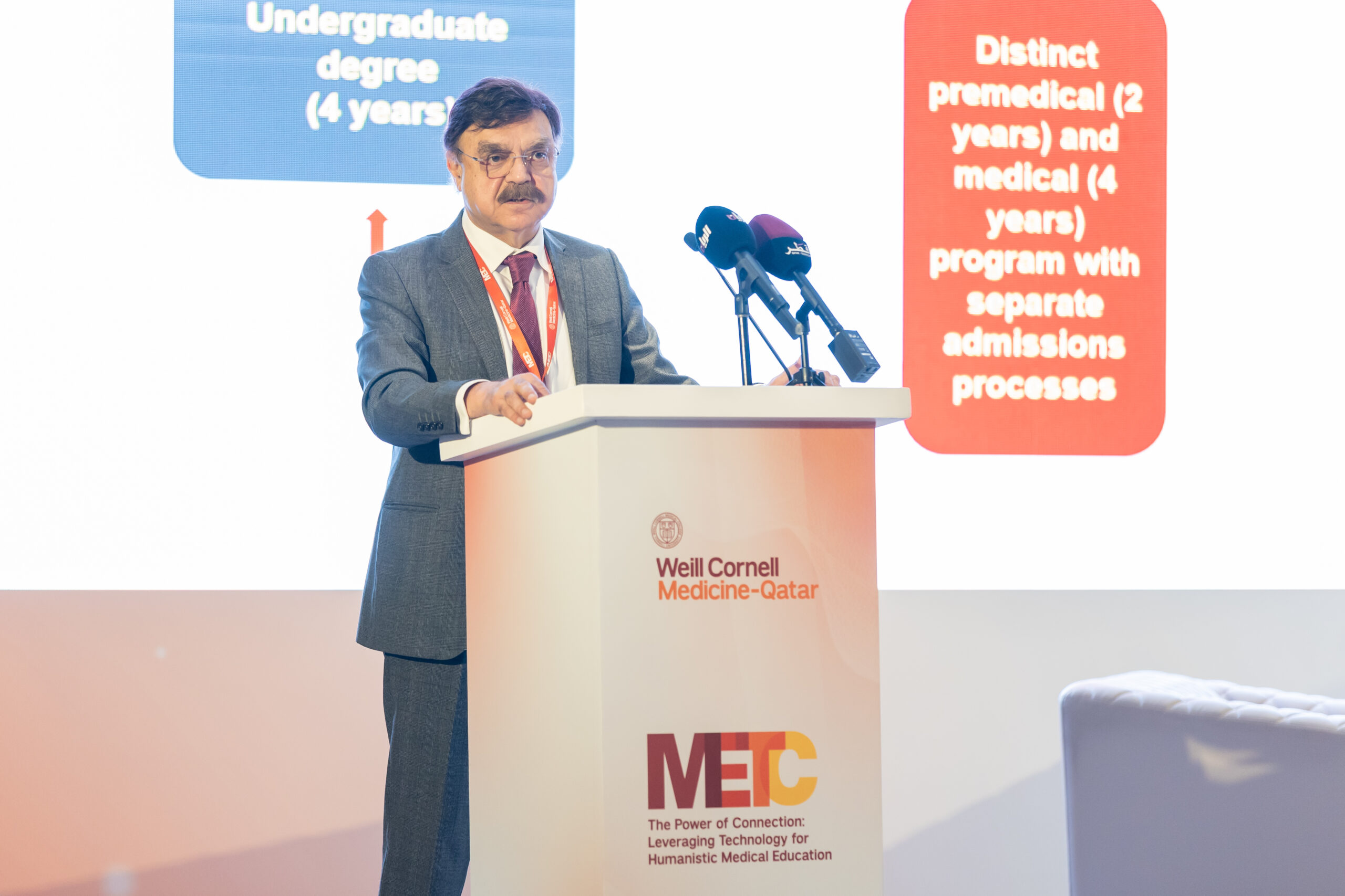 Dr. Javaid Sheikh, dean of WCM-Q, addresses the METC conference.